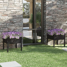 vidaXL 2 db fekete tömör fenyőfa kerti virágtartó 70 x 70 x 70 cm kerti dekoráció