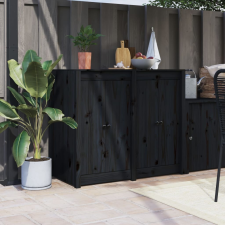 vidaXL 2 db fekete tömör fenyőfa kültéri konyhaszekrény ajtó 50x9x82cm bútor