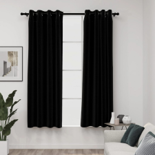 vidaXL 2 db fekete, vászonhatású sötétítőfüggöny fűzőkarikával 140 x 175 cm lakástextília