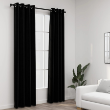 vidaXL 2 db fekete, vászonhatású sötétítőfüggöny fűzőkarikával 140 x 245 cm lakástextília
