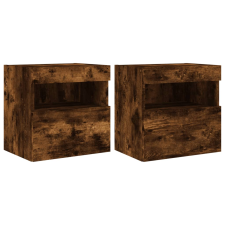 vidaXL 2 db füstös tölgy fali TV-szekrény LED-ekkel 40x30x40 cm (837178) bútor