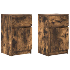 vidaXL 2 db füstös tölgy színű szerelt fa éjjeliszekrény 39x35x65 cm (861328) bútor