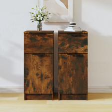 vidaXL 2 db füstös tölgy színű szerelt fa tálalószekrény 30x30x70 cm bútor