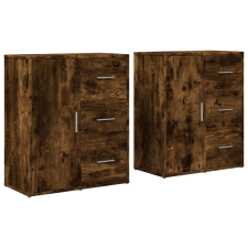 vidaXL 2 db füstös tölgy színű szerelt fa tálalószekrény 60x31x70 cm (3276557) bútor