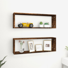vidaXL 2 db füstös tölgyszínű szerelt fa fali kockapolc 80x15x26,5 cm bútor