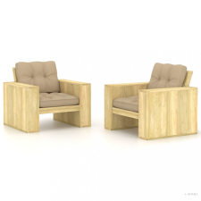vidaXL 2 db impregnált fenyőfa kerti szék bézs színű párnákkal kerti bútor