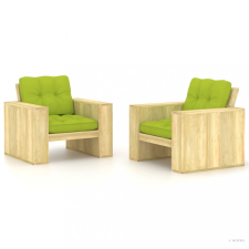 vidaXL 2 db impregnált fenyőfa kerti szék élénkzöld párnákkal kerti bútor
