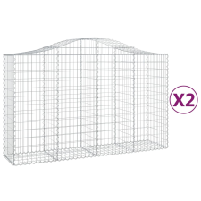 vidaXL 2 db íves horganyzott vas gabion kosár 200x50x120/140 cm (3145661) kerti tárolás