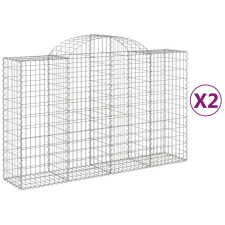 vidaXL 2 db íves horganyzott vas gabion kosár 200x50x120/140 cm (3146341) kerti tárolás