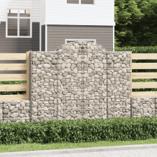 vidaXL 2 db íves horganyzott vas gabion kosár 200x50x160/180 cm kerti tárolás
