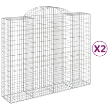 vidaXL 2 db íves horganyzott vas gabion kosár 200x50x160/180 cm (3146383) kerti tárolás