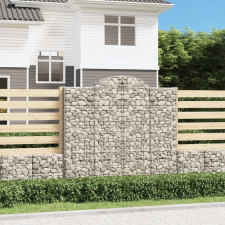 vidaXL 2 db íves horganyzott vas gabion kosár 200x50x180/200 cm kerti tárolás