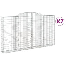 vidaXL 2 db íves horganyzott vas gabion kosár 300x30x160/180 cm (3146575) kerti tárolás