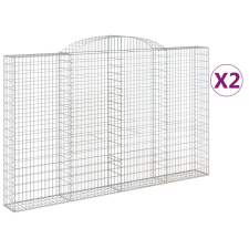 vidaXL 2 db íves horganyzott vas gabion kosár 300x30x180/200 cm (3146593) kerti tárolás