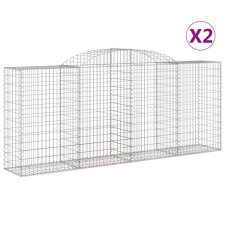 vidaXL 2 db íves horganyzott vas gabion kosár 300x50x120/140 cm (3146719) kerti tárolás