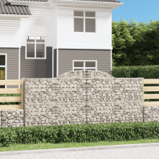 vidaXL 2 db íves horganyzott vas gabion kosár 300x50x140/160 cm kerti dekoráció