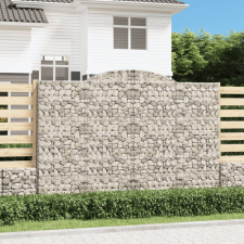 vidaXL 2 db íves horganyzott vas gabion kosár 300x50x200/220 cm kerti dekoráció