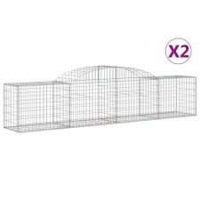 vidaXL 2 db íves horganyzott vas gabion kosár 300x50x60/80 cm (3146665) kerti tárolás