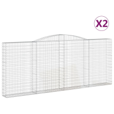vidaXL 2 db íves horganyzott vas gabion kosár 400x30x160/180 cm (3146905) kerti tárolás