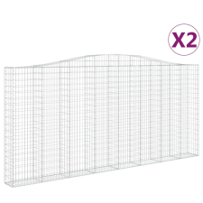 vidaXL 2 db íves horganyzott vas gabion kosár 400x30x180/200 cm (3145878) kerti tárolás