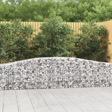 vidaXL 2 db íves horganyzott vas gabion kosár 400x30x60/80 cm kerti dekoráció