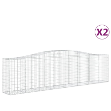 vidaXL 2 db íves horganyzott vas gabion kosár 400x50x100/120 cm (3145956) kerti tárolás