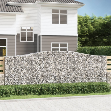 vidaXL 2 db íves horganyzott vas gabion kosár 400x50x140/160 cm kerti dekoráció