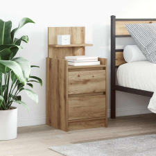 vidaXL 2 db kézműves tölgy éjjeliszekrények 2 fiókkal 38x34x80 cm bútor