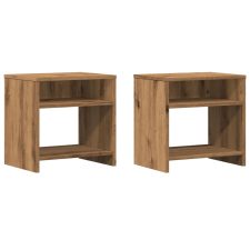 vidaXL 2 db kézműves tölgy színű szerelt fa éjjeliszekrény 40x30x40 cm (855765) bútor