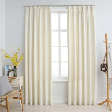 vidaXL 2 db krémszínű bársony sötétítőfüggöny kampókkal 140 x 245 cm lakástextília