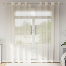 vidaXL 2 db krémszínű fátyolfüggönyök rojtokkal 140x225 cm lakástextília