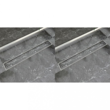 vidaXL 2 db lineáris rozsdamentes acél zuhany lefolyó 830 x 140 mm fürdőszoba kiegészítő