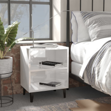 vidaXL 2 db magasfényű fehér éjjeliszekrény fém lábakkal 40x30x50 cm bútor