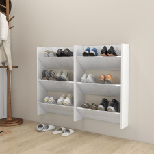 vidaXL 2 db magasfényű fehér fali cipősszekrény 60 x 18 x 90 cm bútor
