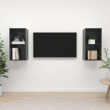 vidaXL 2 db magasfényű szürke forgácslap fali TV-szekrény bútor