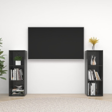 vidaXL 2 db magasfényű szürke forgácslap TV-szekrény 107 x 35 x 37 cm bútor