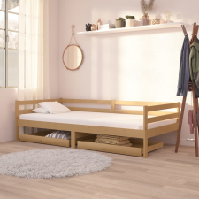 vidaXL 2 db mézbarna tömör fenyőfa kanapéágyfiók ágy és ágykellék