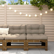 vidaXL 2 db mézbarna tömör fenyőfa középső kanapé párnákkal kerti bútor