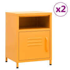 vidaXL 2 db mustársárga acél éjjeliszekrény 35 x 35 x 51 cm bútor