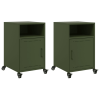 vidaXL 2 db olívazöld acél éjjeliszekrény 36x39x59 cm (846725)