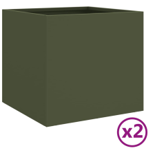 vidaXL 2 db olívazöld hidegen hengerelt acél növénytartó 32x30x29 cm (841542) kerti tárolás