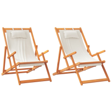 vidaXL 2 db összecsukható krémszínű szövet strandszék (3214484) kerti bútor