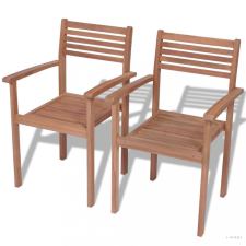 vidaXL 2 db rakásolható tömör tíkfa kerti szék kerti bútor