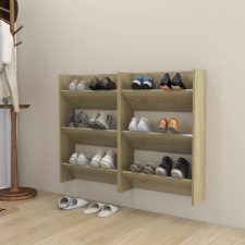 vidaXL 2 db sonoma-tölgy fali cipősszekrény 60 x 18 x 90 cm bútor