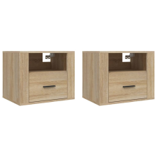 vidaXL 2 db sonoma-tölgy falra szerelhető éjjeliszekrény 50x36x40 cm (816887) bútor