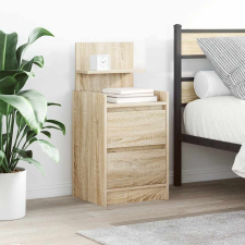 vidaXL 2 db sonoma tölgy színű éjjeliszekrények 2 fiókkal 38x34x80 cm bútor