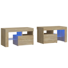 vidaXL 2 db sonoma-tölgy színű LED-lámpás éjjeliszekrény 70x36,5x40 cm (3152772) bútor