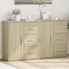 vidaXL 2 db sonoma tölgy színű szerelt fa tálalószekrény 60x31x70 cm bútor