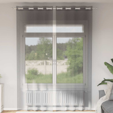 vidaXL 2 db sötétszürke fátyolfüggönyök rojtokkal 140x300 cm lakástextília