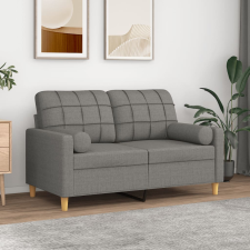 vidaXL 2 db sötétszürke szövet díszpárna ø15x50 cm lakástextília